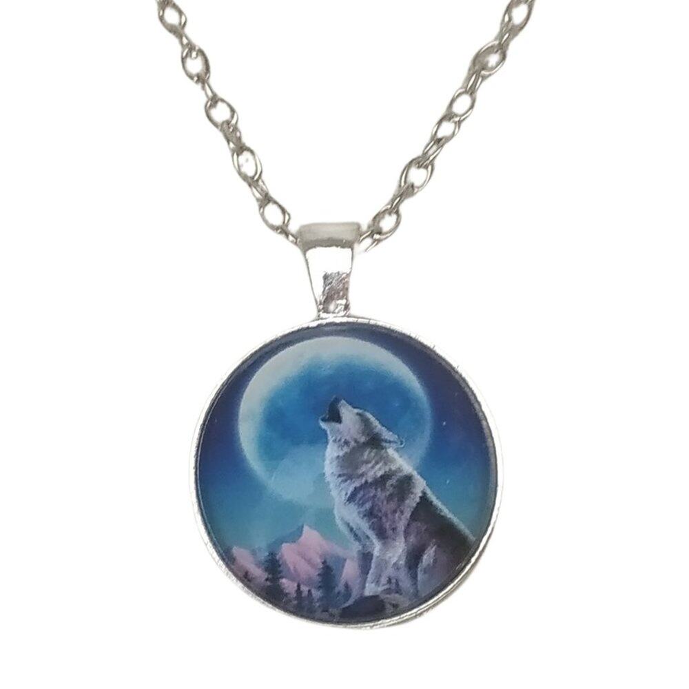 Wolf Moon Cabochon Pendant Necklace